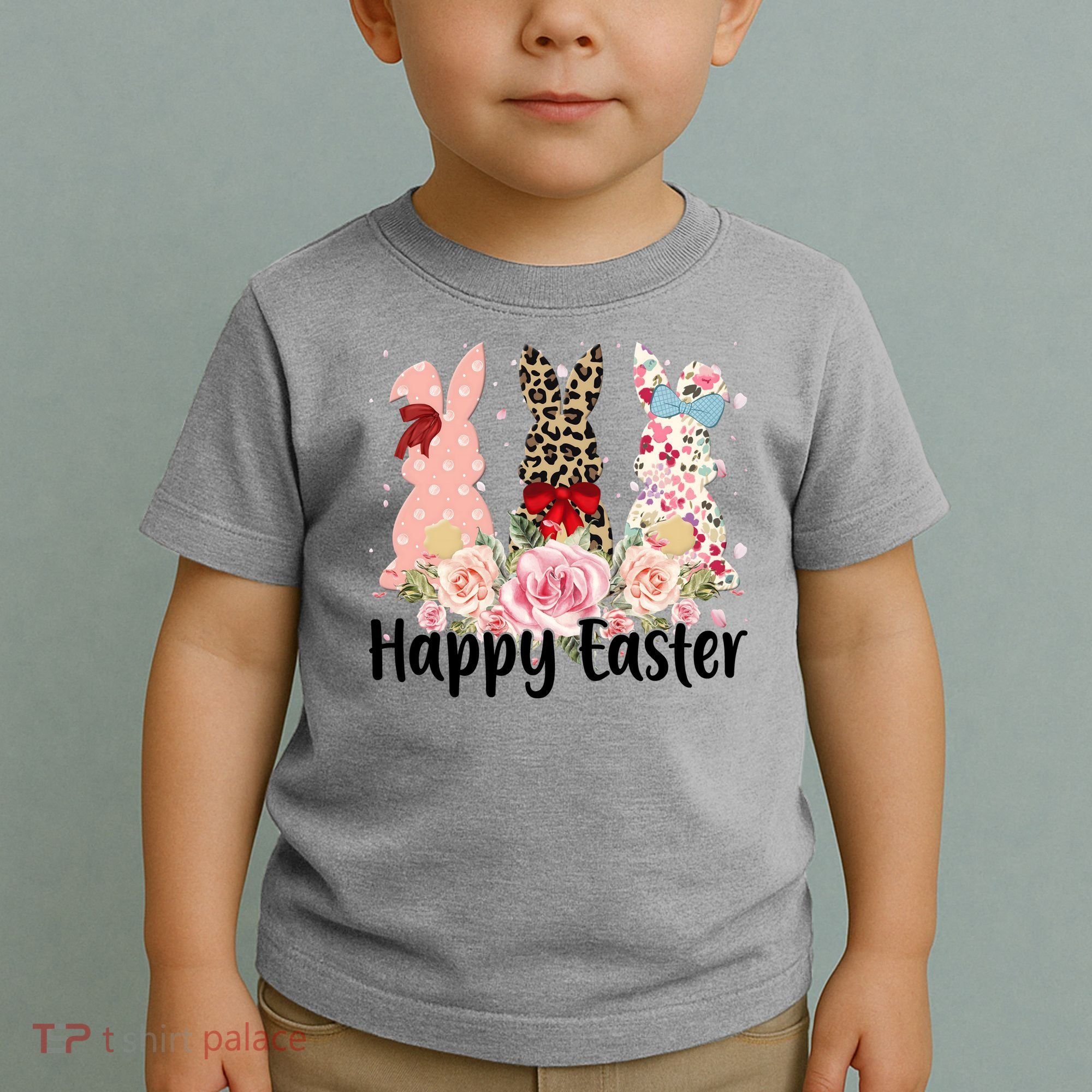 Happy Easter Cute Floral Bunnies Toddler T-Shirt