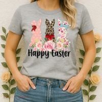 Happy Easter Cute Floral Bunnies Women's T-Shirt thumb 2