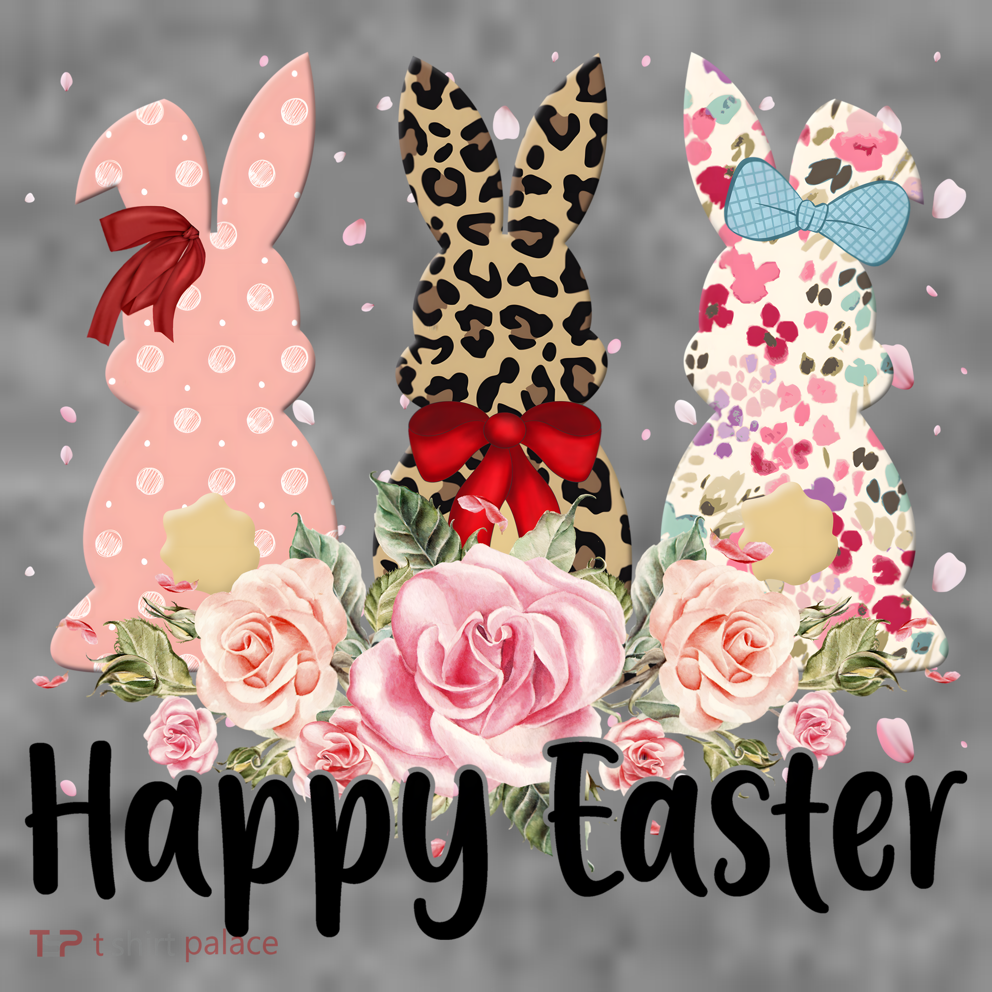 Happy Easter Cute Floral Bunnies Women's T-Shirt