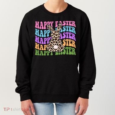 Happy Easter Cheetah Bunny Colorful Retro Women's Sweatshirt