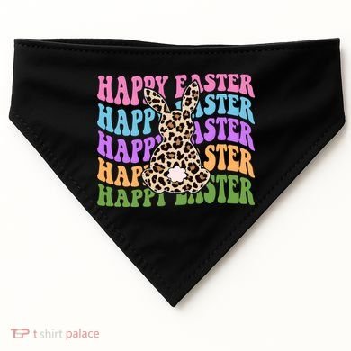Happy Easter Cheetah Bunny Colorful Retro USA-Made Doggie Bandana