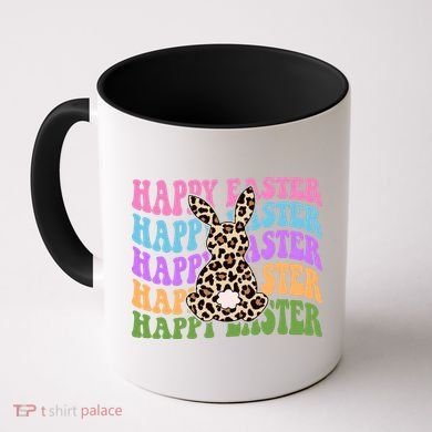 Happy Easter Cheetah Bunny Colorful Retro Coffee Mug