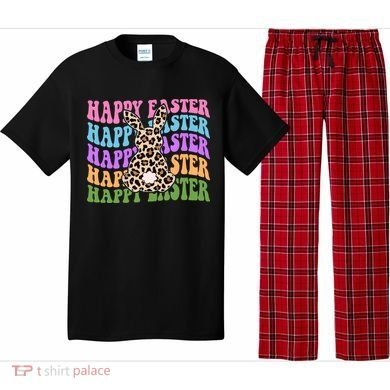 Happy Easter Cheetah Bunny Colorful Retro Pajama Set