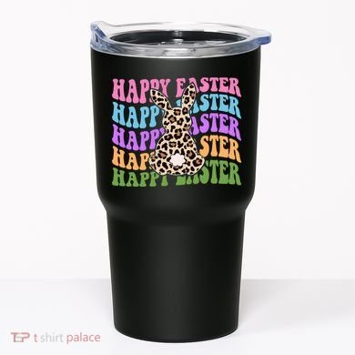 Happy Easter Cheetah Bunny Colorful Retro Tumbler