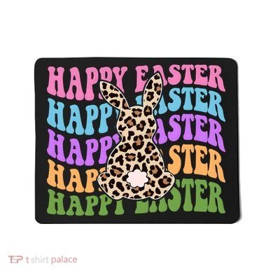 Happy Easter Cheetah Bunny Colorful Retro Mousepad