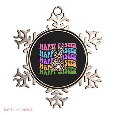 Happy Easter Cheetah Bunny Colorful Retro Ornament