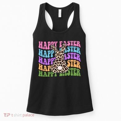Happy Easter Cheetah Bunny Colorful Retro Women's Tank Top