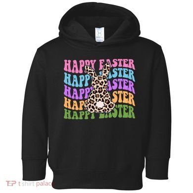 Happy Easter Cheetah Bunny Colorful Retro Toddler Hoodie