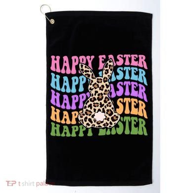 Happy Easter Cheetah Bunny Colorful Retro Golf Towel