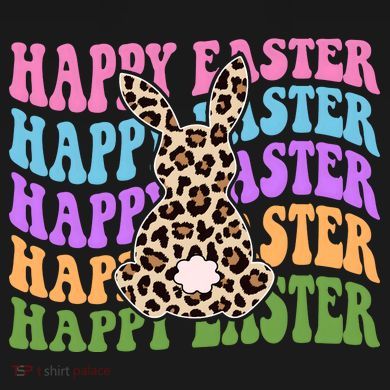 Happy Easter Cheetah Bunny Colorful Retro Women's Crop Top Tee