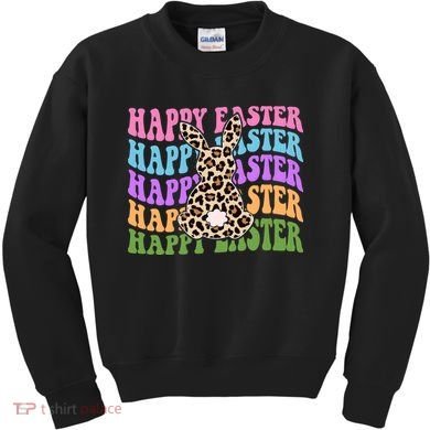 Happy Easter Cheetah Bunny Colorful Retro Kids Sweatshirt