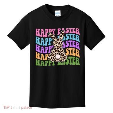 Happy Easter Cheetah Bunny Colorful Retro Kids T-Shirt