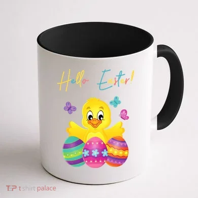 Hello Easter Cute Chick Holiday Coffee Mug back