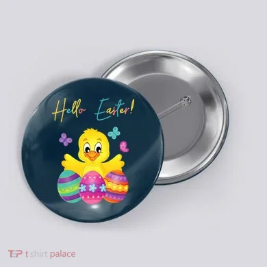 Hello Easter Cute Chick Holiday Button
