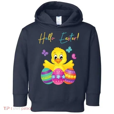 Hello Easter Cute Chick Holiday Toddler Hoodie
