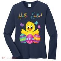 Hello Easter Cute Chick Holiday Women's Long Sleeve Shirt thumb 0