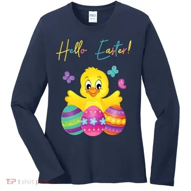 Hello Easter Cute Chick Holiday Women's Long Sleeve Shirt