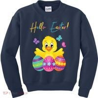 Hello Easter Cute Chick Holiday Kids Sweatshirt thumb 0
