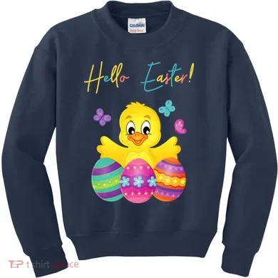 Hello Easter Cute Chick Holiday Kids Sweatshirt