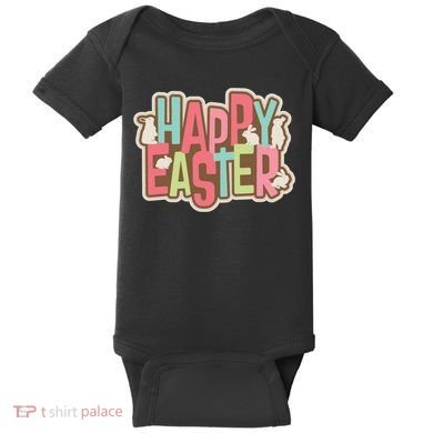 Happy Easter Colorful Bunny Baby Bodysuit