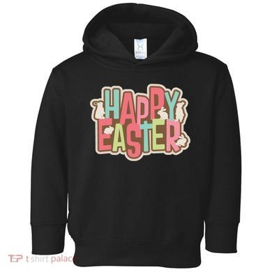 Happy Easter Colorful Bunny Toddler Hoodie