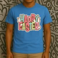 Happy Easter Colorful Bunny T-Shirt thumb 3