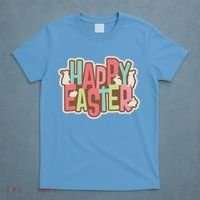 Happy Easter Colorful Bunny T-Shirt thumb 4