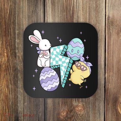 Happy Easter Cute Retro Coaster