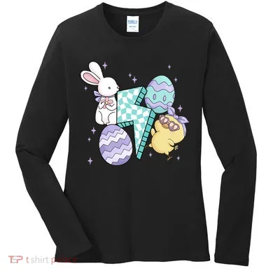 Happy Easter Cute Retro Women's Long Sleeve Shirt