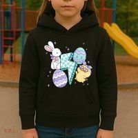Happy Easter Cute Retro Kids Hoodie thumb 3