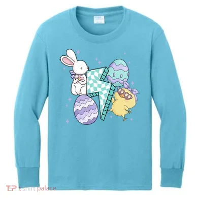 Happy Easter Cute Retro Kids Long Sleeve Shirt