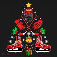 Hockey Equipt Christmas Tree Christmas Hockey Cool Gift Women's Hoodie thumb 2