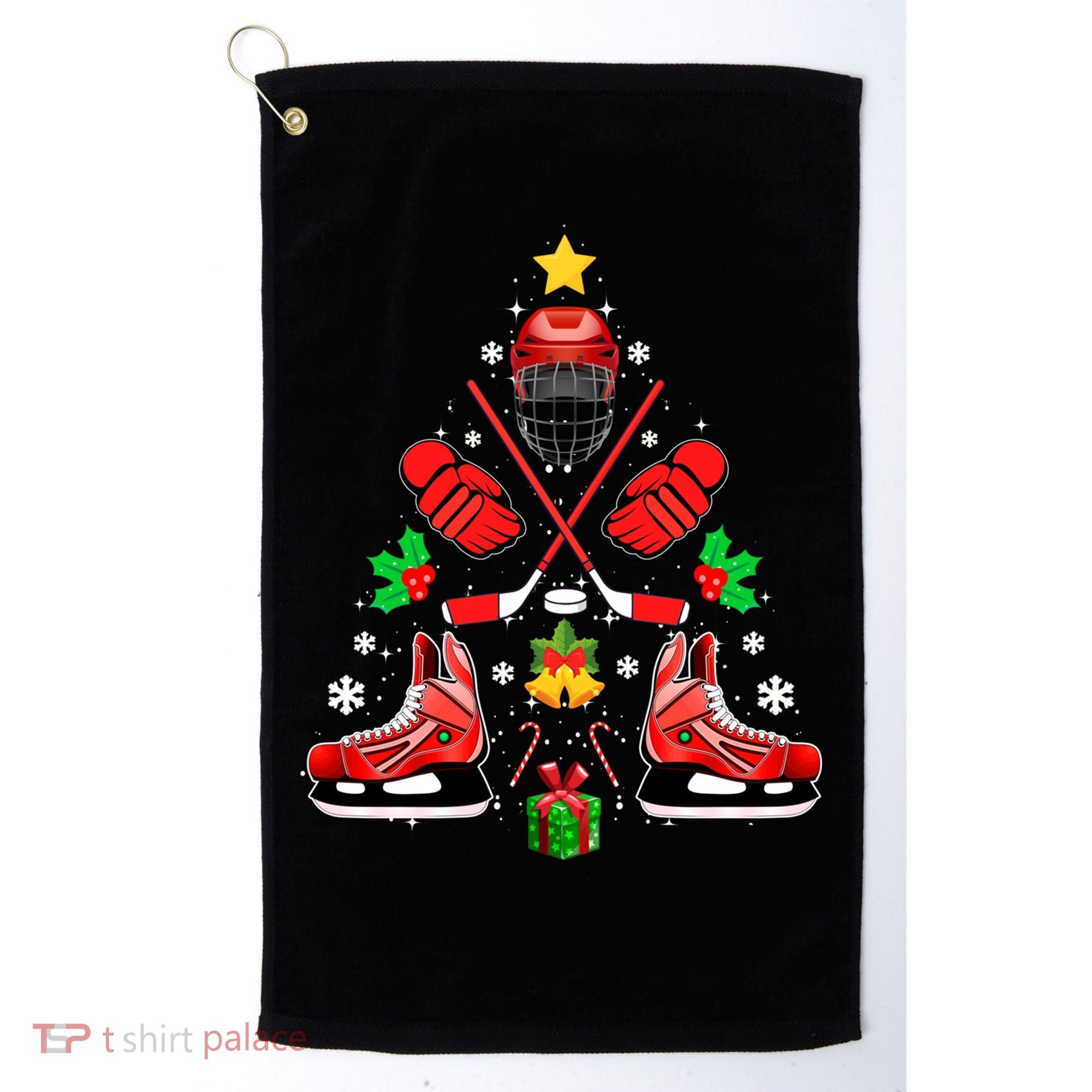 Hockey Equipt Christmas Tree Christmas Hockey Cool Gift Golf Towel