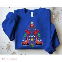 Hockey Equipt Christmas Tree Christmas Hockey Cool Gift Sweatshirt thumb 2