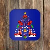 Hockey Equipt Christmas Tree Christmas Hockey Cool Gift Coaster thumb 0