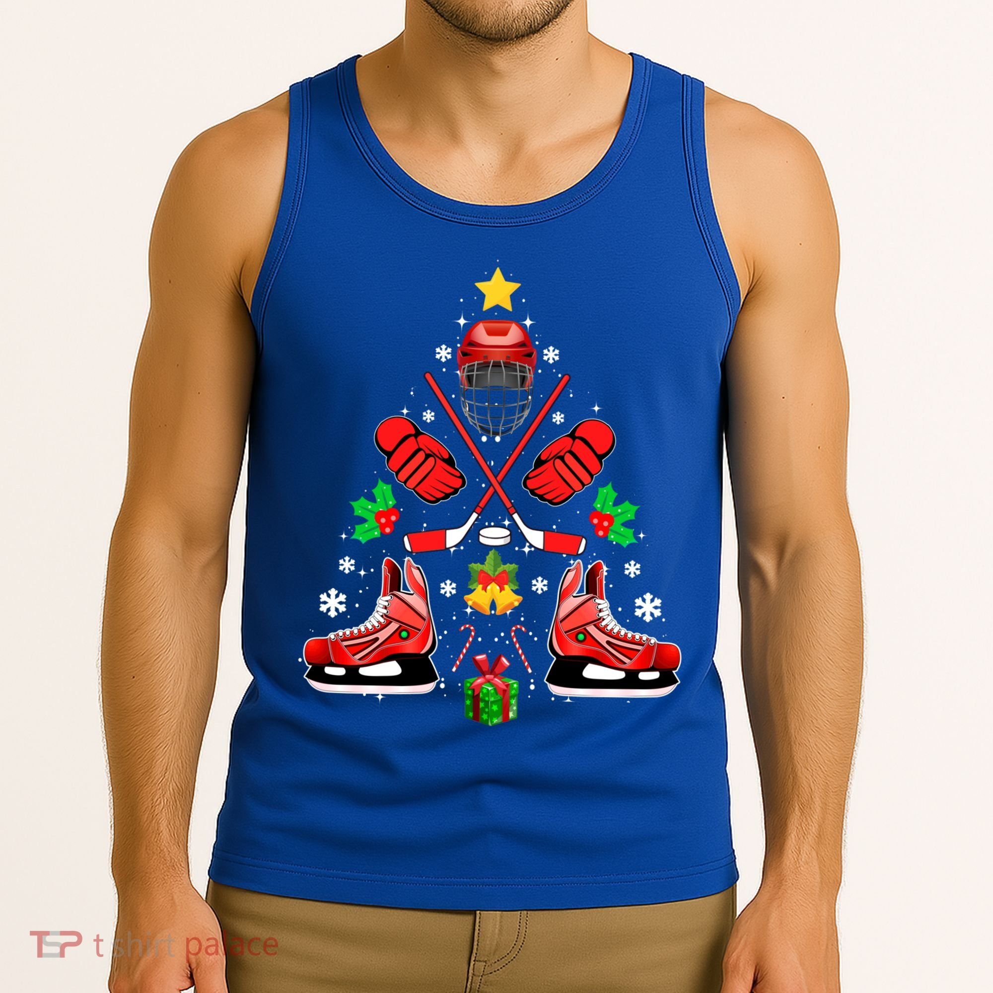 Hockey Equipt Christmas Tree Christmas Hockey Cool Gift Tank Top