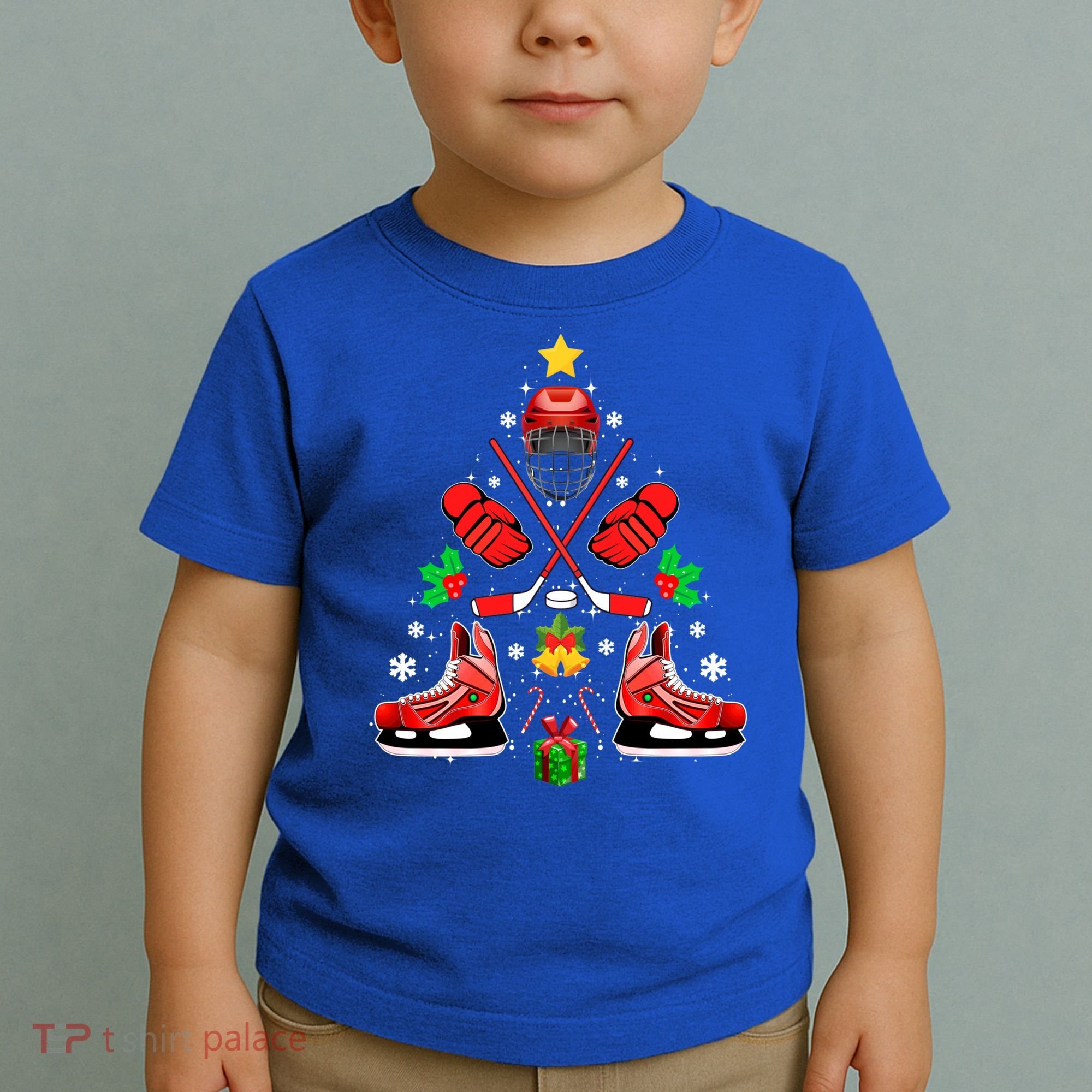 Hockey Equipt Christmas Tree Christmas Hockey Cool Gift Toddler T-Shirt