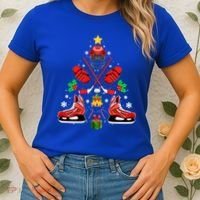 Hockey Equipt Christmas Tree Christmas Hockey Cool Gift Women's T-Shirt thumb 2