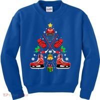 Hockey Equipt Christmas Tree Christmas Hockey Cool Gift Kids Sweatshirt thumb 0