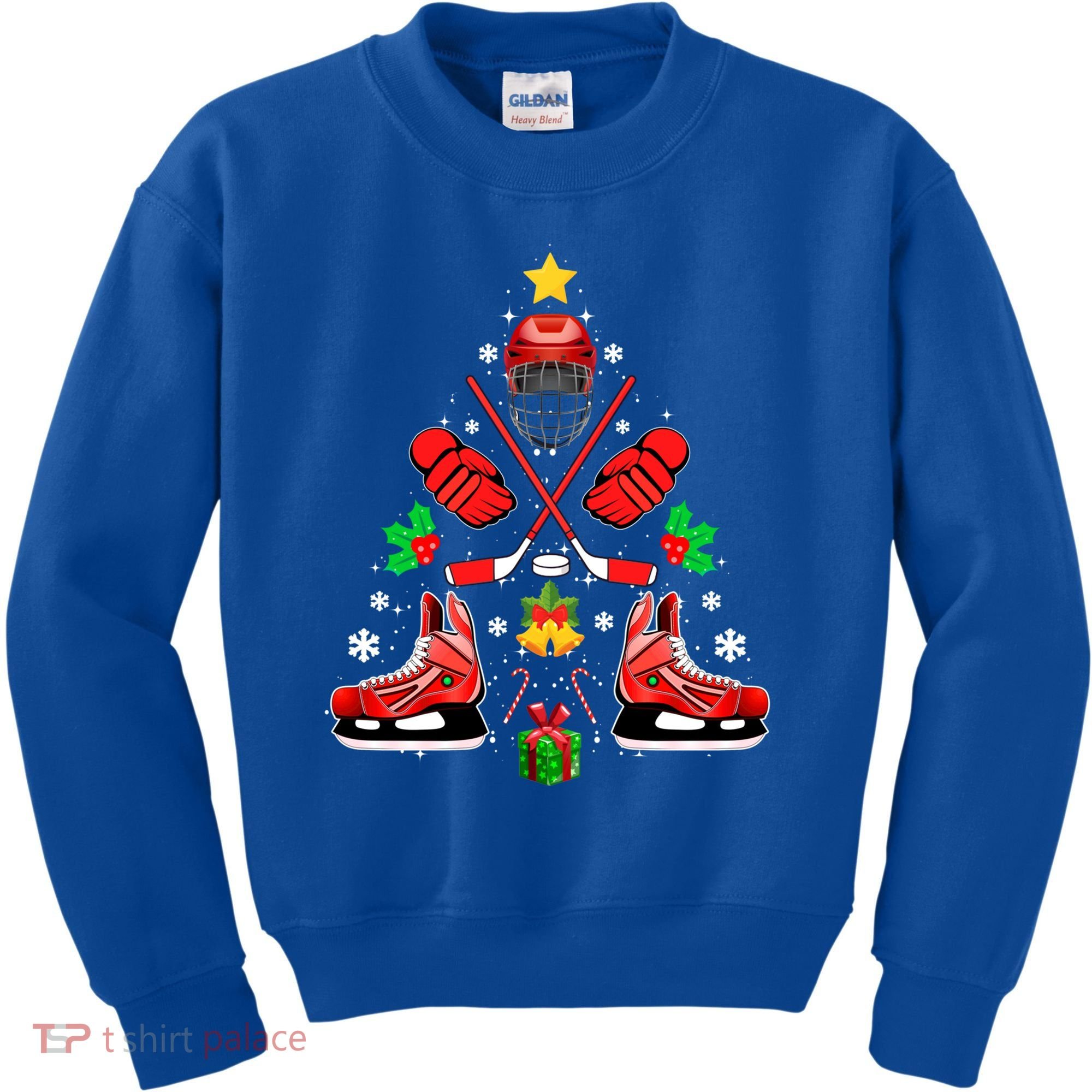 Hockey Equipt Christmas Tree Christmas Hockey Cool Gift Kids Sweatshirt