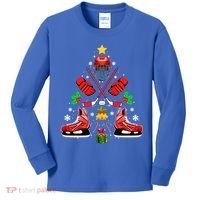 Hockey Equipt Christmas Tree Christmas Hockey Cool Gift Kids Long Sleeve Shirt thumb 0