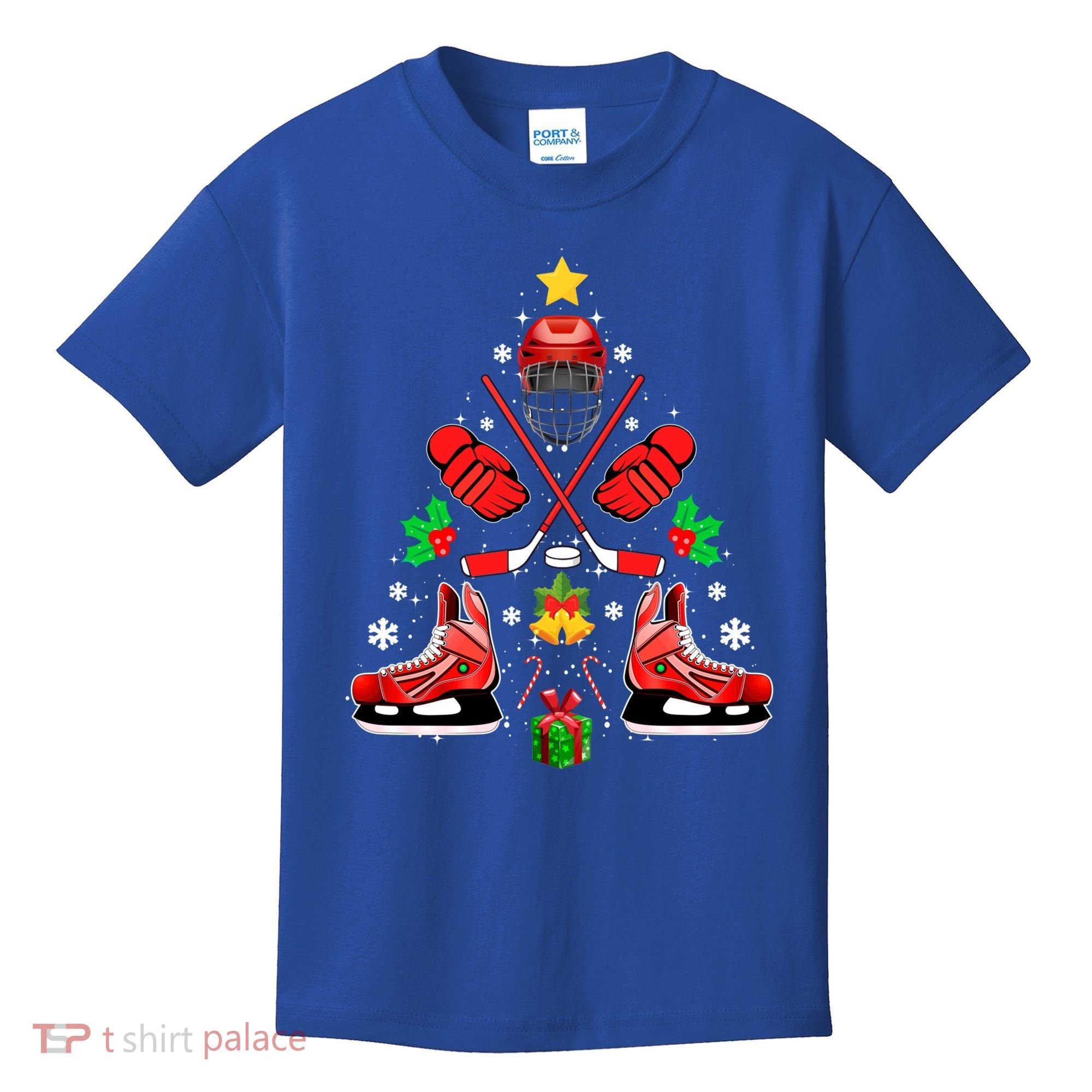 Hockey Equipt Christmas Tree Christmas Hockey Cool Gift Kids T-Shirt