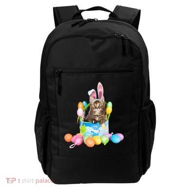 Happy Easter Cute Bunny Cat Eggs Basket Maine Coon Kitten Backpack