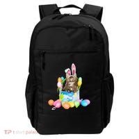 Happy Easter Cute Bunny Cat Eggs Basket Maine Coon Kitten Backpack thumb 0