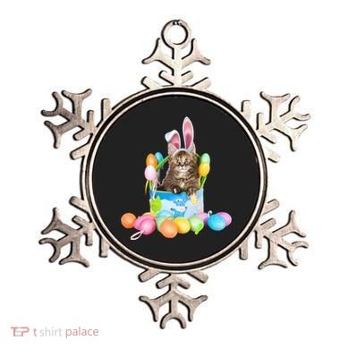 Happy Easter Cute Bunny Cat Eggs Basket Maine Coon Kitten Ornament