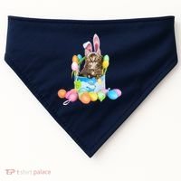 Happy Easter Cute Bunny Cat Eggs Basket Maine Coon Kitten USA-Made Doggie Bandana thumb 0