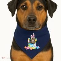 Happy Easter Cute Bunny Cat Eggs Basket Maine Coon Kitten USA-Made Doggie Bandana thumb 1