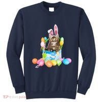 Happy Easter Cute Bunny Cat Eggs Basket Maine Coon Kitten Sweatshirt thumb 0