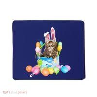 Happy Easter Cute Bunny Cat Eggs Basket Maine Coon Kitten Mousepad thumb 0