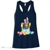 Happy Easter Cute Bunny Cat Eggs Basket Maine Coon Kitten Women's Tank Top thumb 0